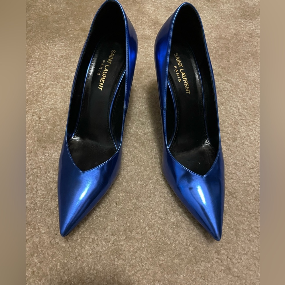 SAINT LAURENT metallic blue shoes, genuine.